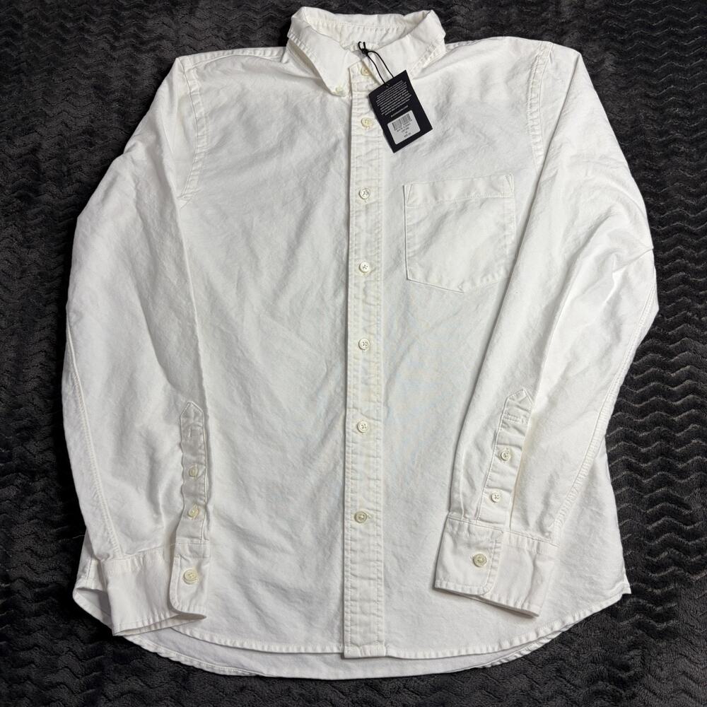 Buck Mason Shirt Men Medium White classic Oxford Button Up Long Sleeve Cotton